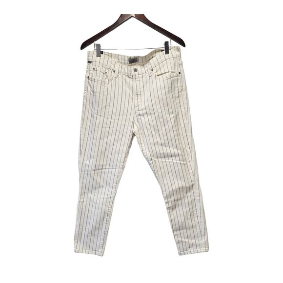 Citizens of Humanity Rocket Crop High Rise Skinny Jeans White Size 32 Stripe - Picture 2 of 4
